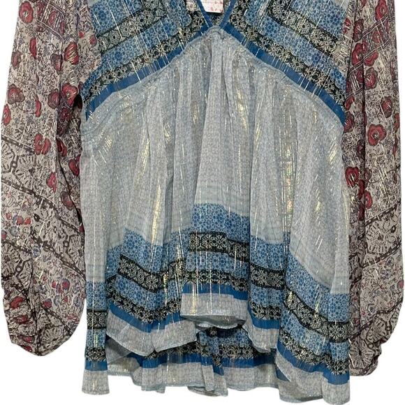 Free People Bohemian Aliyah Printed Long Sleeve Sheer Tunic Top (S) - Picture 6 of 16